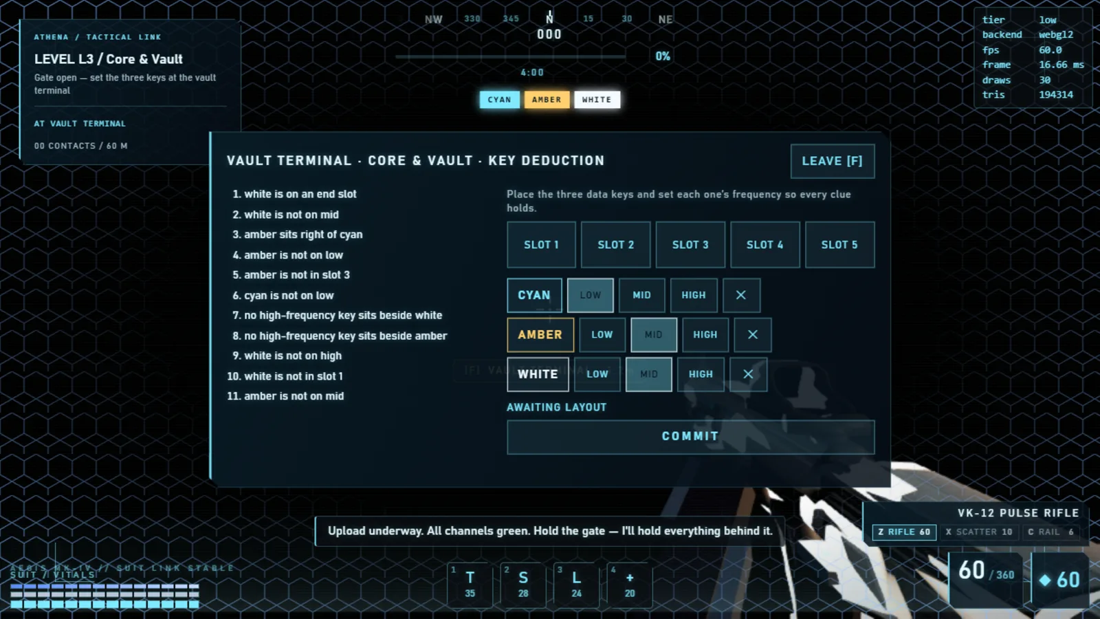 In-game: the vault terminal's key deduction puzzle