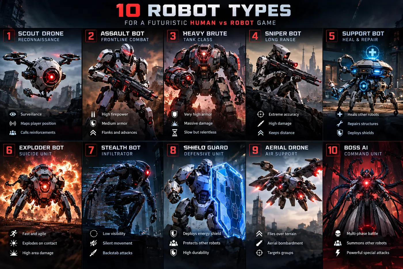 Creon robot roster concept sheet